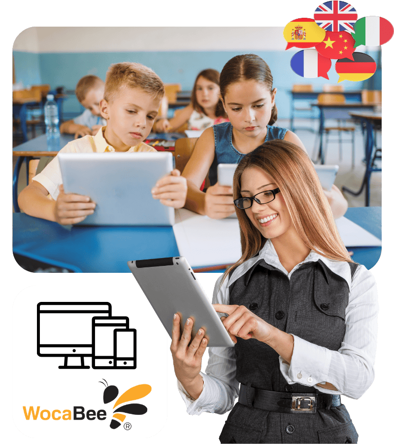 Učiteľ a žiačka s mobilom